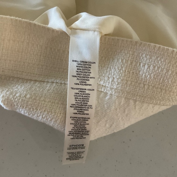 Chico’s Moto Jacket Mixed Media Fabric Zip Closure Ivory Size M (8) Chico's 1 - Picture 10 of 15